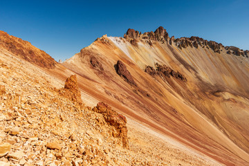 ridge of volcano crater