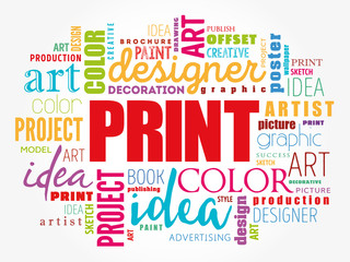 Fototapeta premium PRINT word cloud, creative business concept background