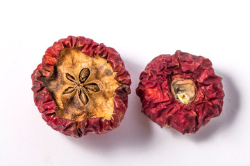 Dried apple. Rotten apple fruit.