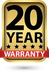 20 year warranty golden label, vector illustration