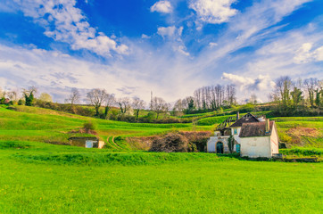 Landscape of an old, abandoned house in the field. Germany