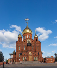 Fototapeta na wymiar Znamensky Cathedral in Kemerovo, Russia
