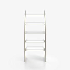 Empty store shelves. Retail shelf rack. Showcase display. Mockup template ready for design. 3d rendering.