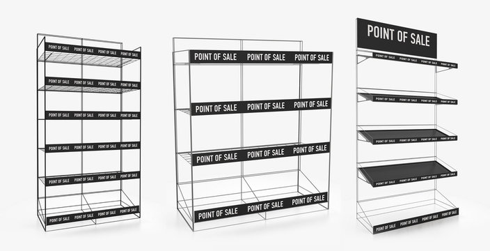 Download Empty Store Shelves Retail Shelf Rack Showcase Display Mockup Template Ready For Design 3d Rendering Stock Illustration Adobe Stock