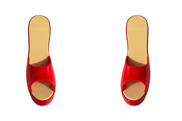 red shoes for women in the shape of clogs