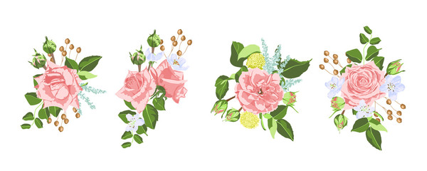 Vintage Roses Flowers Bouquet for Wedding.