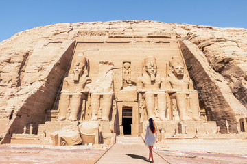 Barefoot Woman in Abu Simbel, the Great Temple of Ramesses II, Egypt