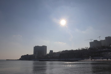Naklejka premium Sunny beach in winter