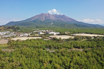 桜島の多目的広場の空撮