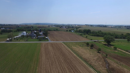 Fototapeta na wymiar Amish Farmland as seen by a Drone