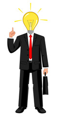 Businessman with light bulb in his head