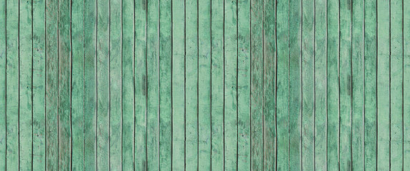 Fototapeta na wymiar seamless texture solid wooden narrow boards old with shabby green paint vertical pattern
