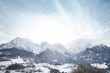 Snowy mountain landscape in Switzerland