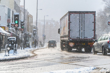 Snowy Islington, London, UK