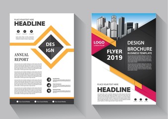 Business abstract vector template. Brochure design, cover modern layout, annual report, poster, flyer in A4 with colorful triangles, geometric shapes for tech, science, market with light background