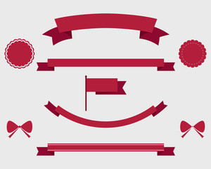 Set of decorative banners and ribbons