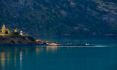 Faro del lago General Carrera. Puerto Guadal. Chile