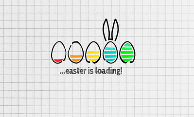 Easter is loading auf Schreibblock Konzept - 246817519