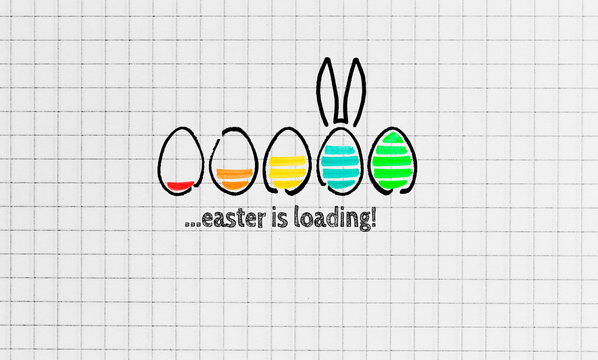 Easter is loading auf Schreibblock Konzept