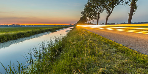 Netherlands open polder landscape traffic
