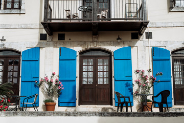 Omodos, Cyprus. May 2018. A typical view of a local building in the traditional village of Lania in Cyprus. - 246819184