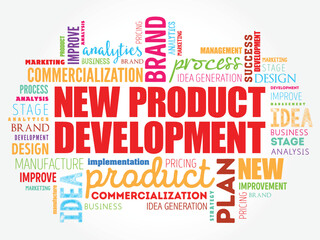 Fototapeta premium New product development word cloud collage, business concept background