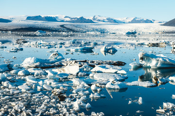 Fototapeta na wymiar Spectacular glacial lagoon in Iceland with floating icebergs