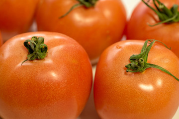 Red tomatoes on a background of a white color