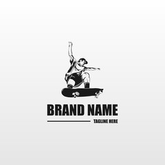 Skater Illustration Silhouette Vector Logo