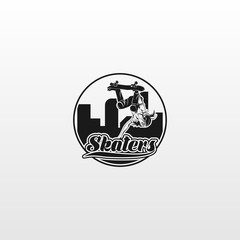 Skater Silhouette Illustration Vector Logo