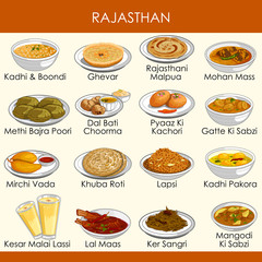 illustration of delicious traditional food of Rajasthan India