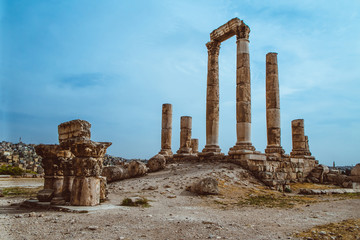 Fototapeta na wymiar Temple of Hercules of the Amman Citadel complex (Jabal al-Qal'a), Amman, Jordan.