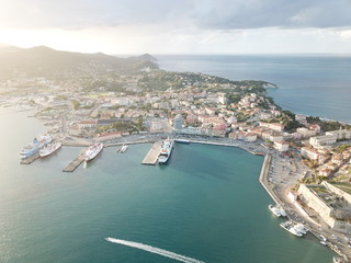 Veduta aerea di Portoferraio, Isola d'Elba, Italia