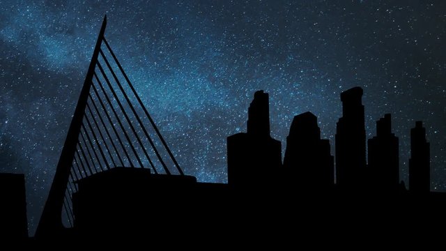 Buenos Aires: View of Puerto Madero and Puente de la Mujer by Night with Stars and Milky Way in Background, South America, Argentine