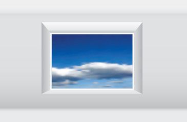 empty white room with clean wide window, vector illustration