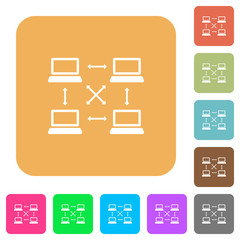 Content delivery network rounded square flat icons