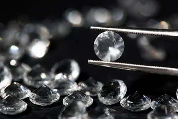 Rolgordijnen Scattering of white star diamonds on black © kuprevich