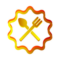 spoon and fork logo, spoon and fork in line wave