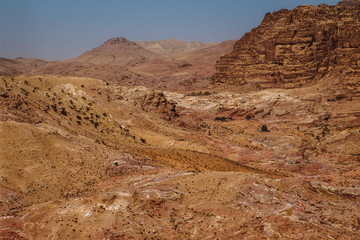 Hilly landscape on the antique site of Petra - Jordan