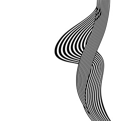 black and white curved line  stripe mobious wave abstract background