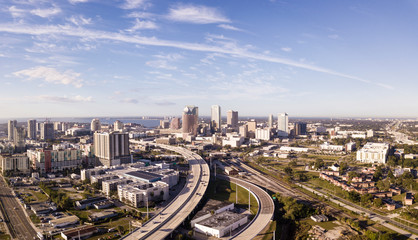 Fototapeta na wymiar Aerial panoramic photo of the downtown area of Tampa, Florida