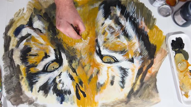 Artistic hand-painting of a tiger's eye