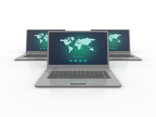 3d illustration of networking concept, data sharing concept