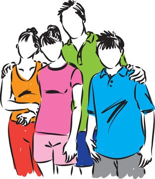 HAPPY FAMILY TOGETHER ILLUSTRATION