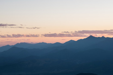 Mountain range in the morning, Silhouette layer mountain