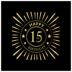 Happy Birthday stock vector template, Happy Birthday forty 15 year	
