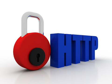 3d illustration of network community concept lock with http sign 