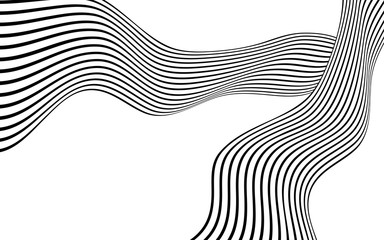 black and white curved line  stripe mobious wave abstract background