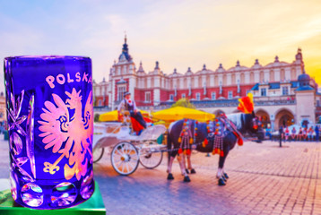 Naklejka premium Inviting for carriage ride in Krakow, Poland