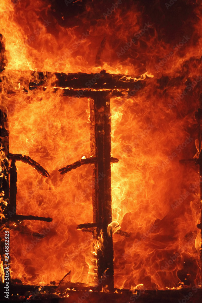 Canvas Prints Abstract image: Window of hell. Fire flame background as symbol of inferno and eternal pain.